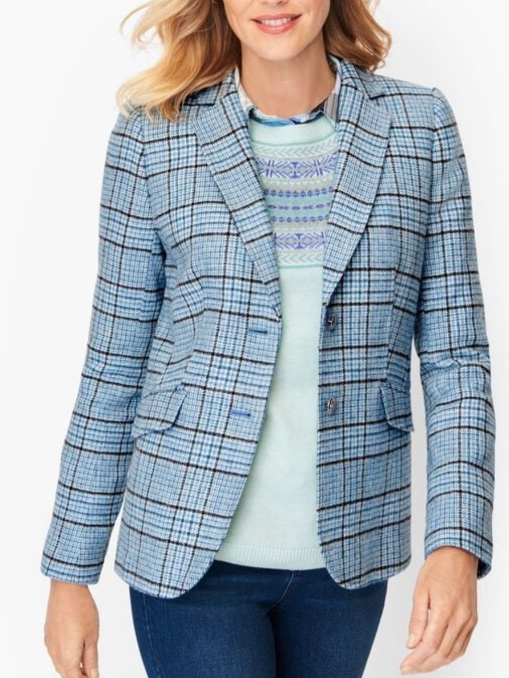 Talbots Plus Classic Shetland Blazer Wool Blend